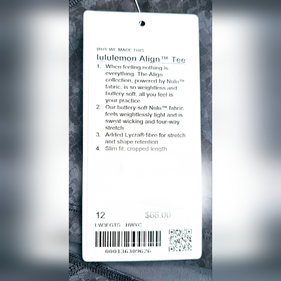 NWT, Lululemon Align Shirt, Hideaway Camo Deep Coal Multi, Size 12 - Picture 6 of 7